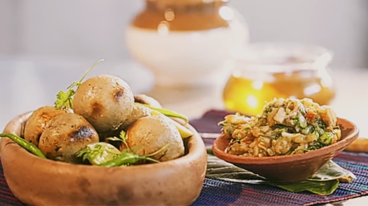 Authentic Bihari Litti Chokha served with Desi Ghee